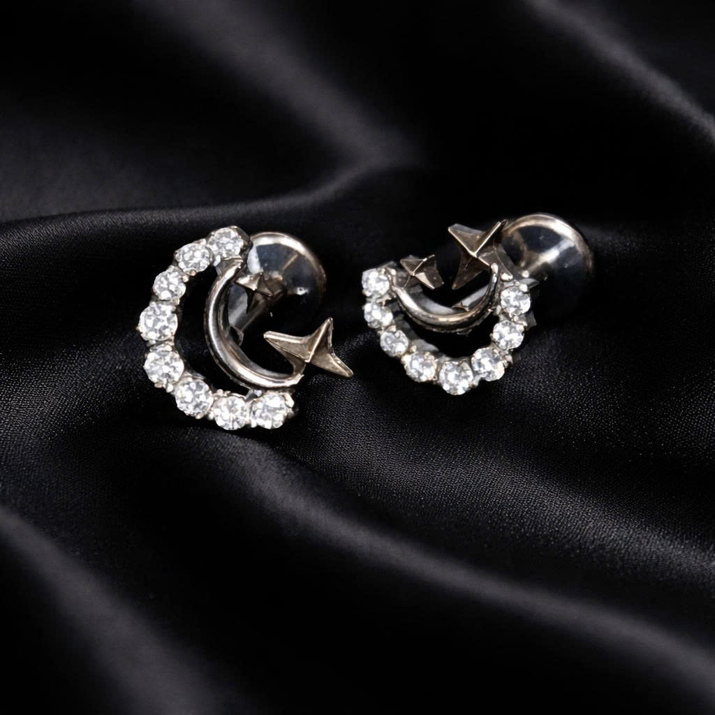 Khuyên kiểu titan mặt trắng đá ngôi sao