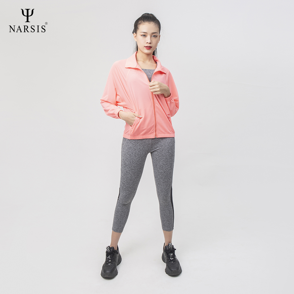 ÁO KHOÁC THỂ THAO NỮ - HỒNG CAM L0020 NARSIS PE NHẸ, THOÁNG KHÍ, THẤM MỒ HÔI, CHẤT LIỆU BỀN, CHỐN...