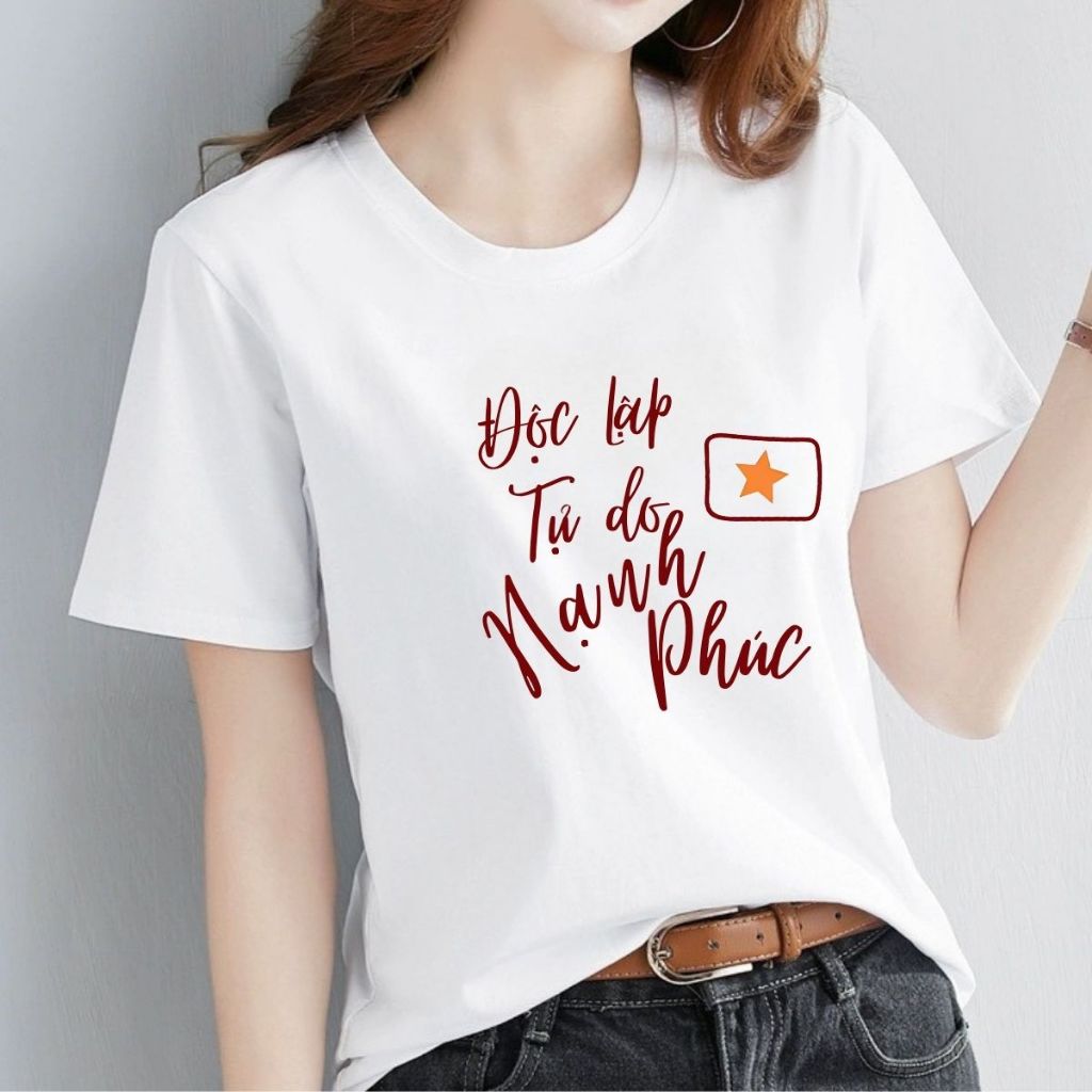 [Form vừa] Áo phông nữ Cờ Đỏ Sao Vàng Việt nam chất liệu thun cotton - Áo thun nữ 'Độc lập tự do' - LOZA G0400_thumbnail_16