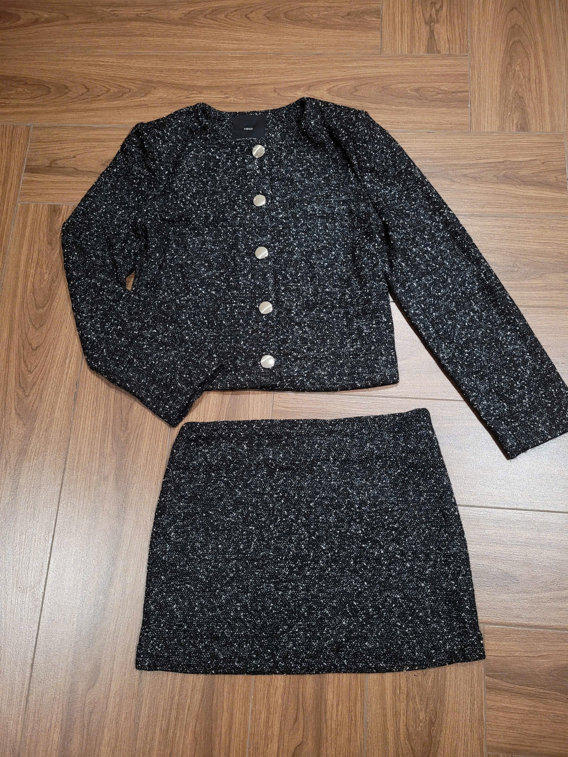 HJ123 Set áo dạ + chân váy ngắn