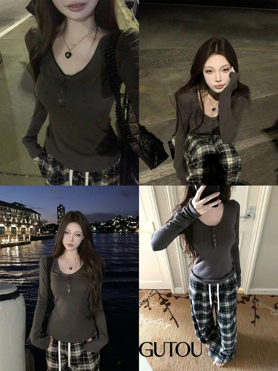 [ GUTOU ] Áo Thun Tay Dài Cài Nút The Henly_thumbnail_7