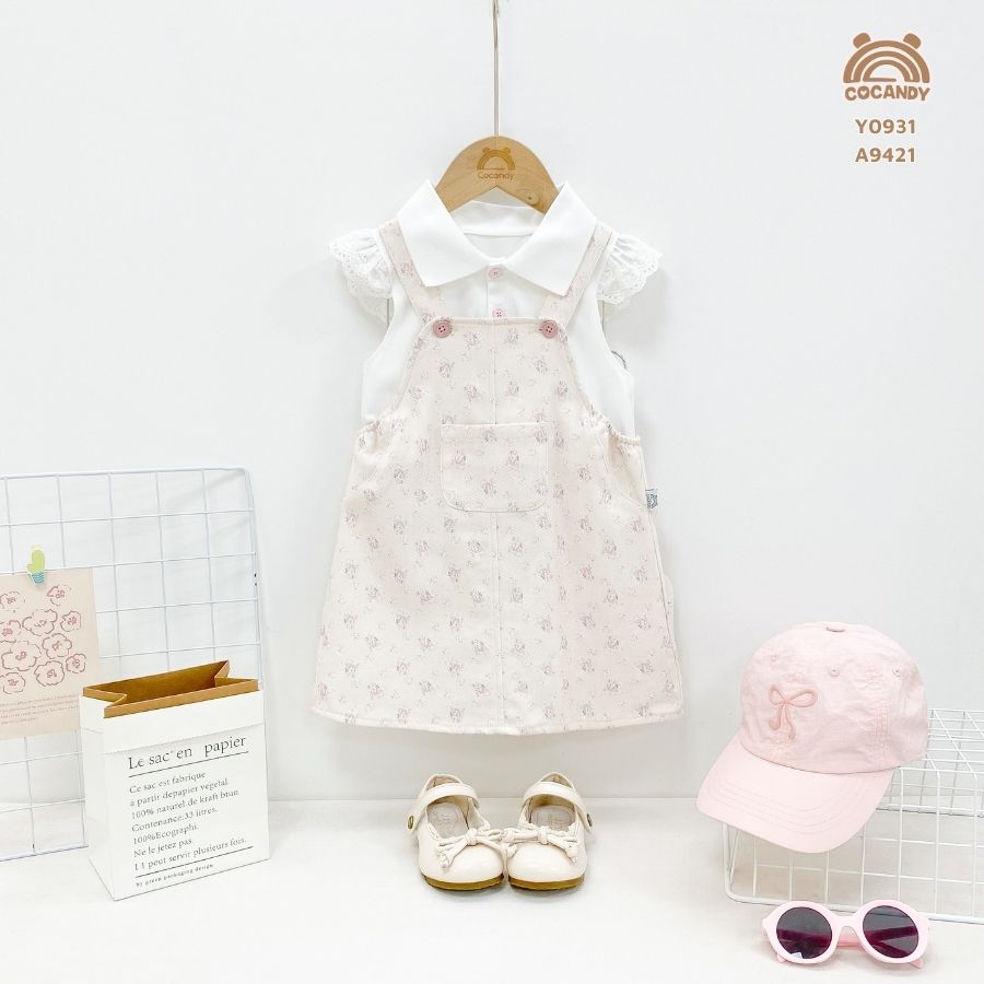 Yếm váy BE hoa nhí hồng tím