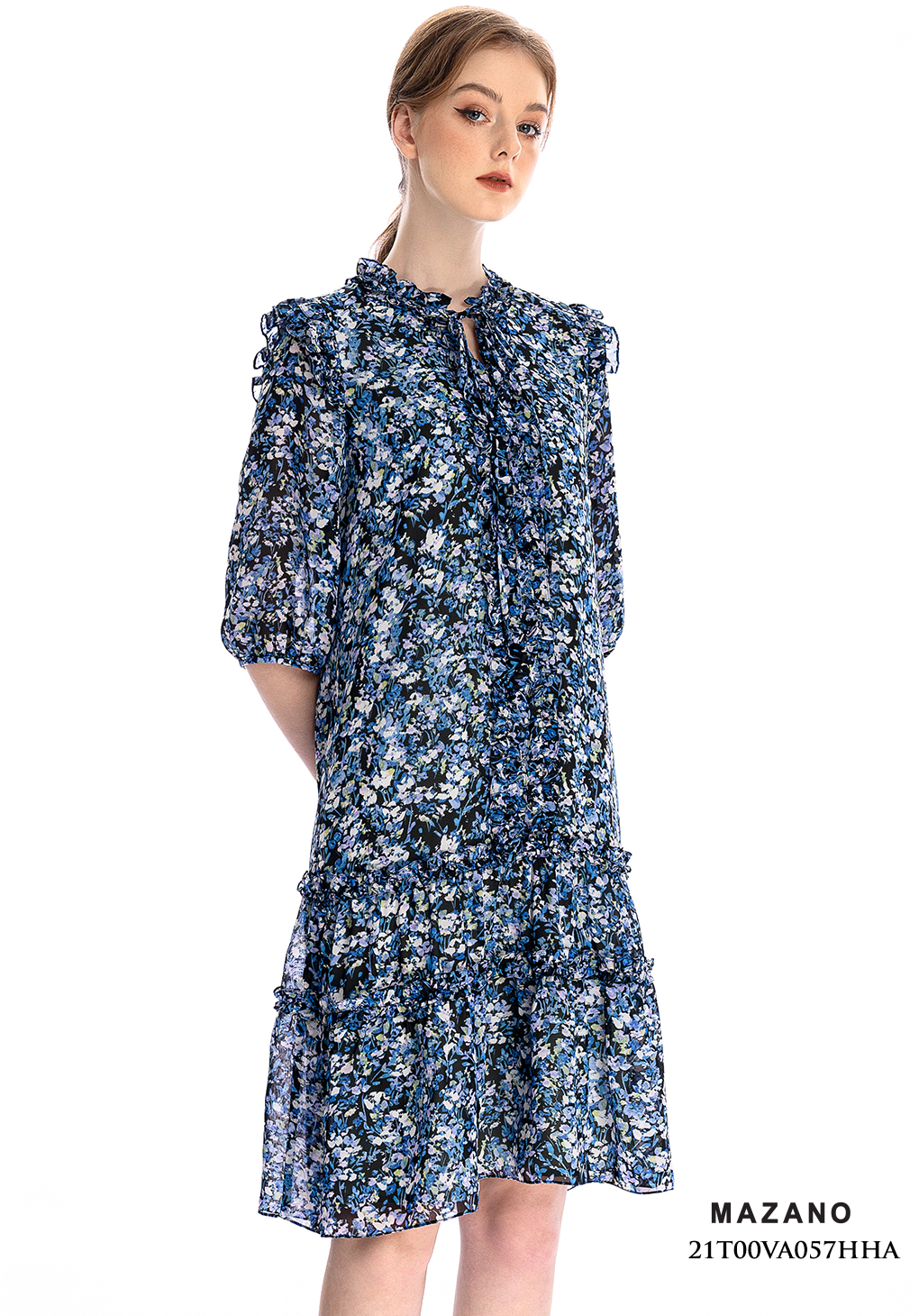 Đầm suông xanh họa tiết chân bèo_thumbnail_2