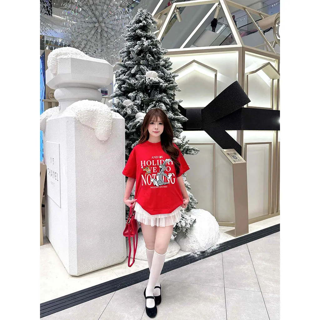 Áo thun Tết form boxy nam nữ Miucho vải mềm mại thấm hút tốt y2k Tom & Jerry 2951_thumbnail_2