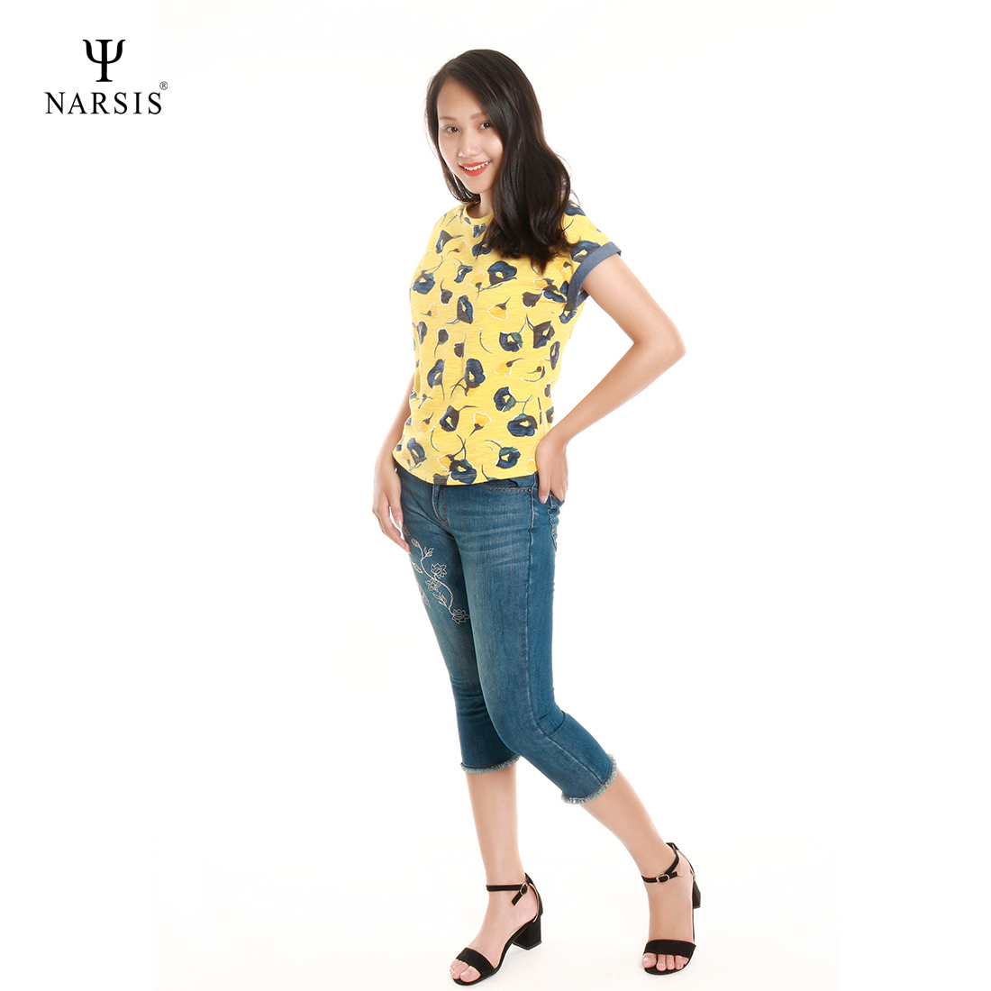 QUẦN BÒ NGỐ THÊU - P7015 NARSIS CHẤT LIỆU JEAN BỀN BỈ, CÁ TÍNH, TRẺ TRUNG, THỜI TRANG_thumbnail_2