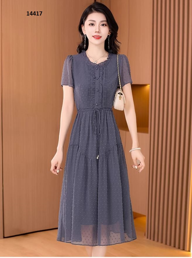 14417-Đầm voan xòe công sở màu xám bi nổi _thumbnail_2