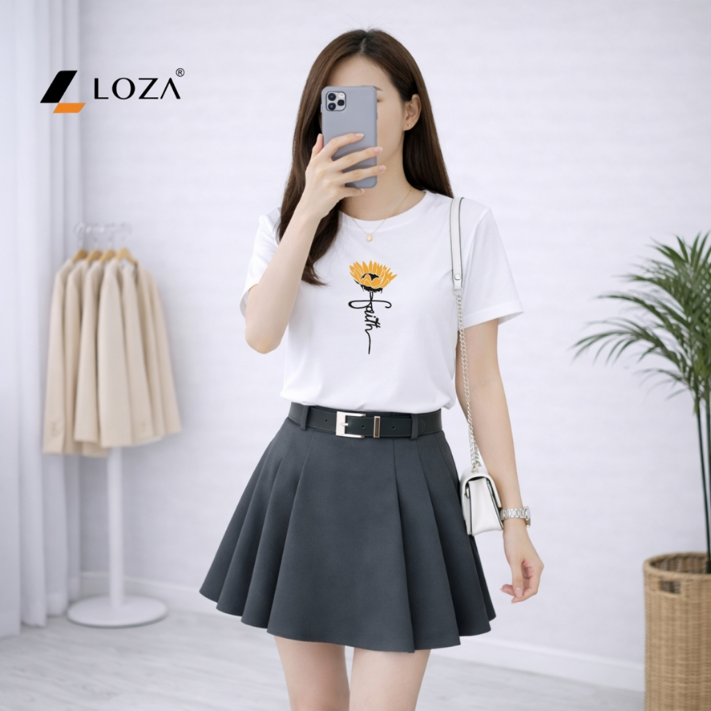 [Form vừa] Áo phông nữ dáng vừa màu trắng nhiều hình xinh - Loza G0452_thumbnail_5