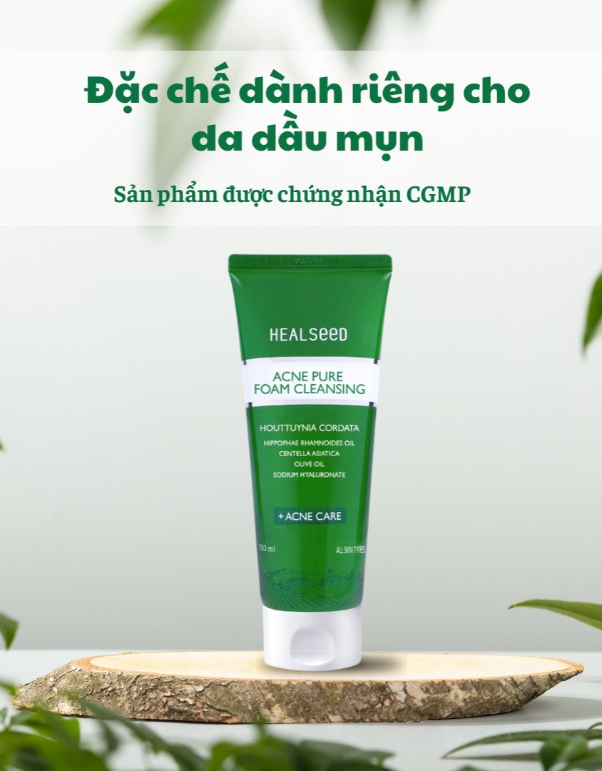 HEALSEED ACNE PURE FOAM CLEANSING - Sữa Rửa Mặt Làm Sạch Sâu Hỗ Trợ Giảm Mụn - Diếp Cá, Rau Má, Salicylic Acid - 150ml - [HS003]_thumbnail_1