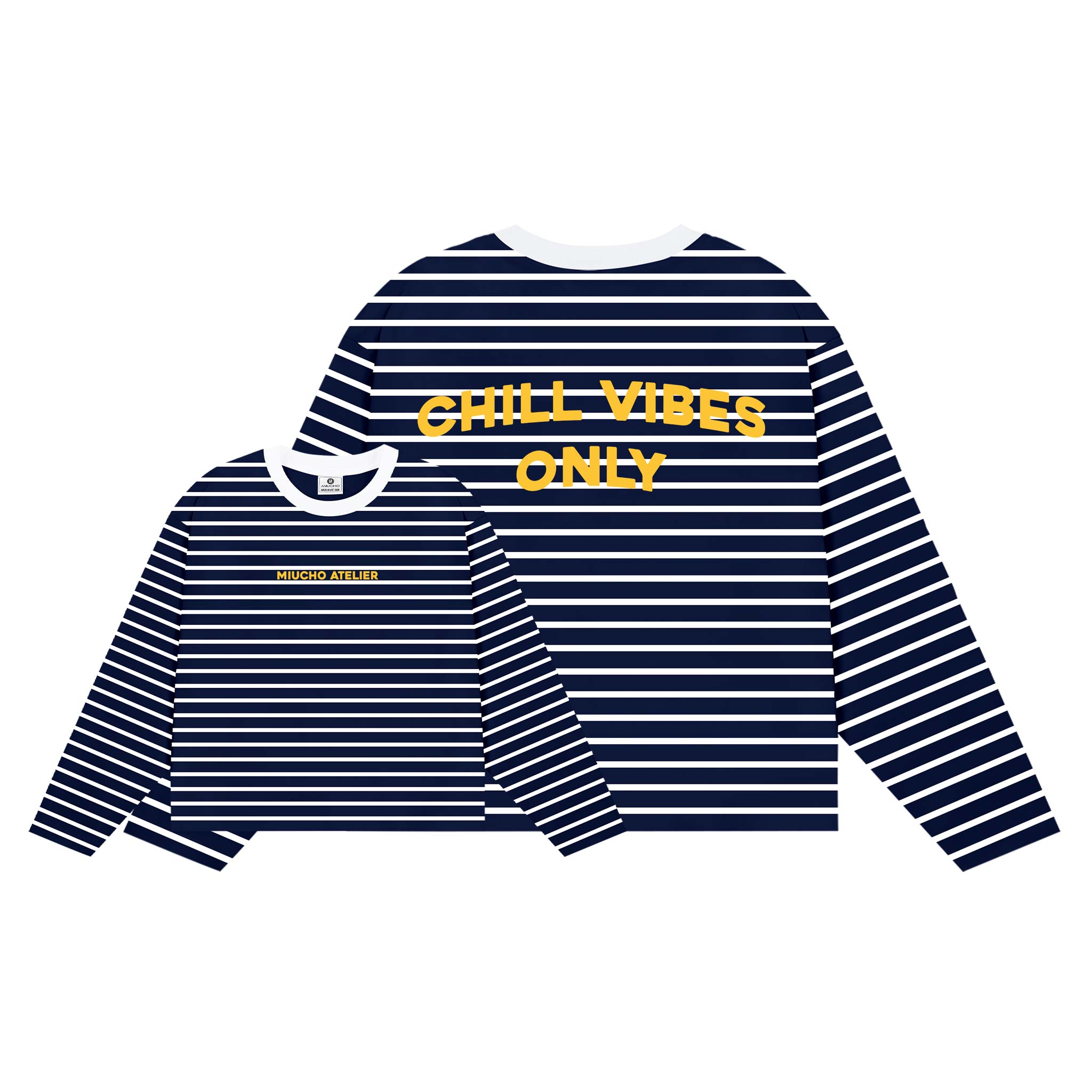 Áo thun boxy tay dài Miucho vải thun rib thoáng mát mềm mại cổ tròn Chill Vibes Only in mix 2695_thumbnail_14