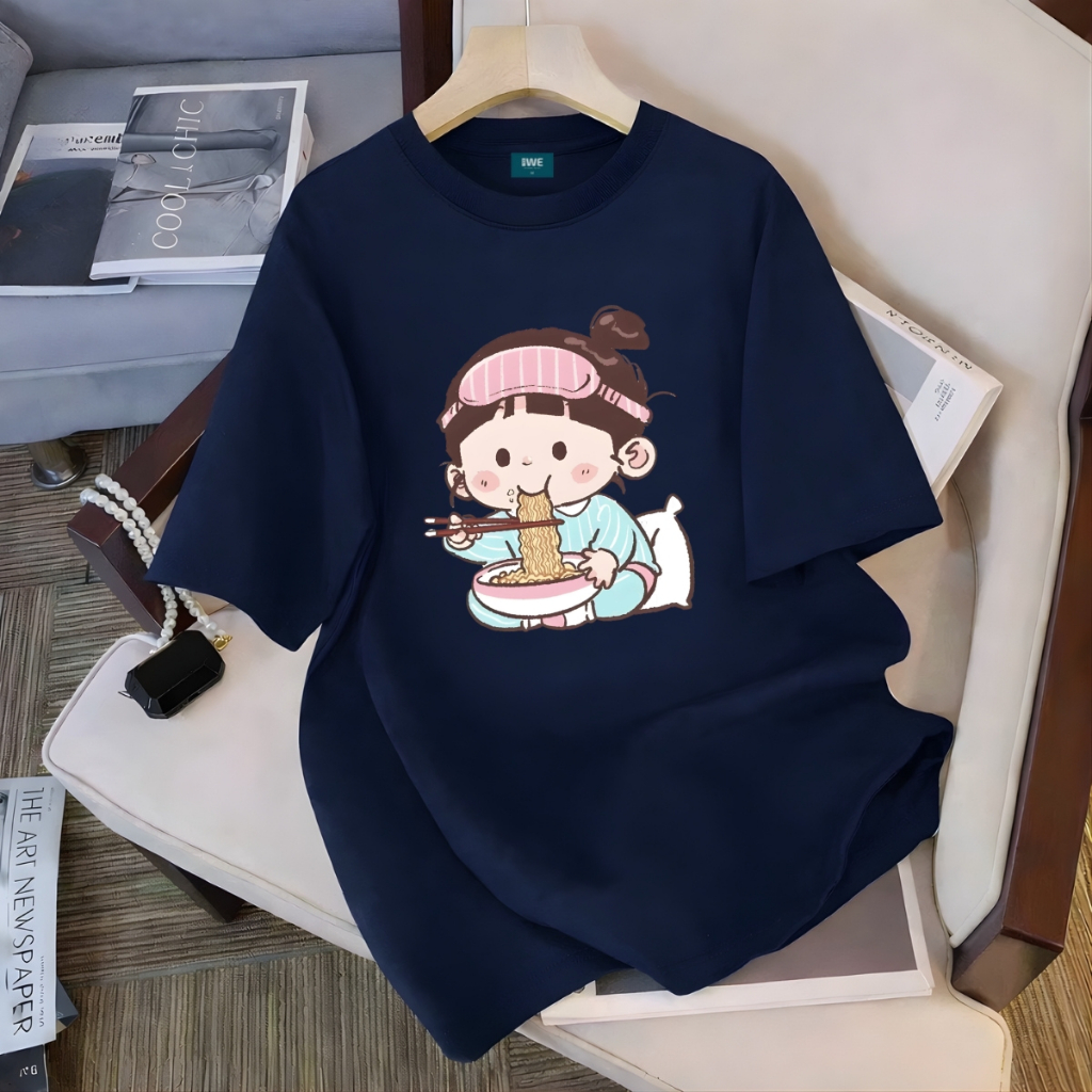 Áo thun unisex UX30-1185 bé gái ăn mì dáng oversized local brand WETEE_thumbnail_6