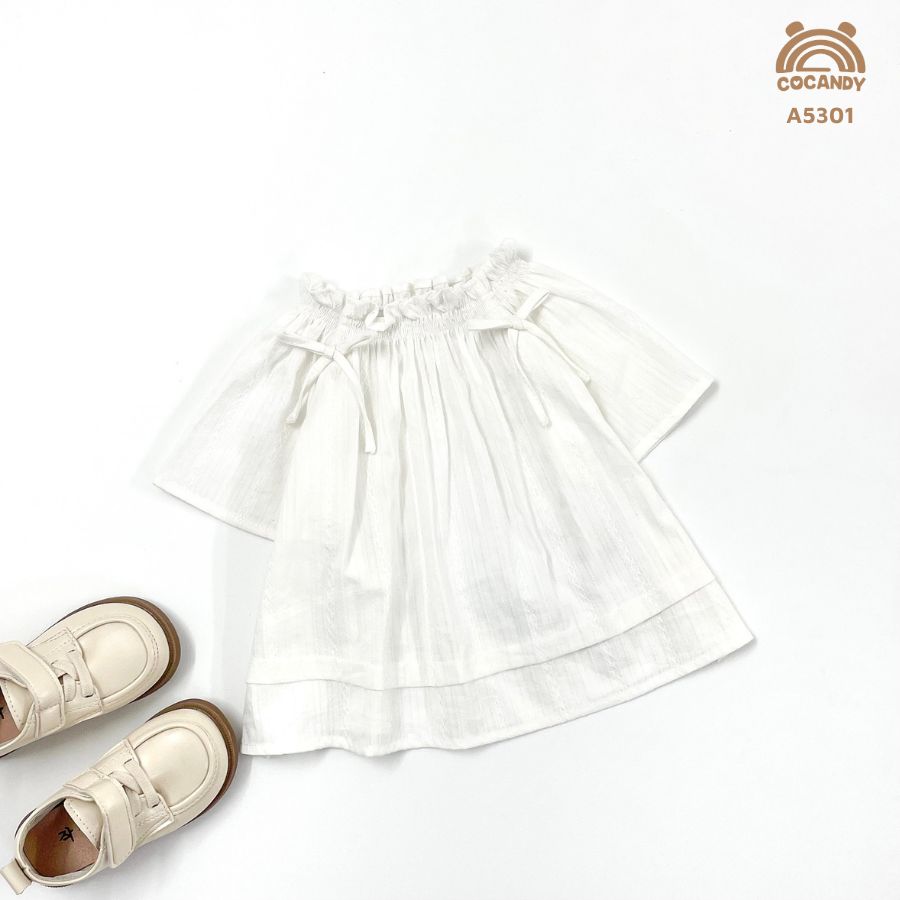 Áo cộc TRẮNG cổ nhúm 2 nơ_thumbnail_1