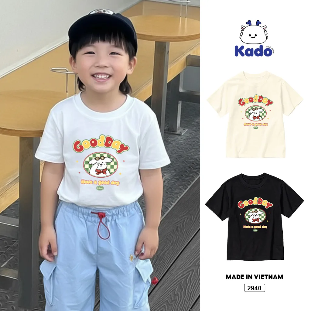 Áo thun kid hình cún đáng yêu Kado vải cotton thoáng mát dày dặn đủ size nhiều màu 2940