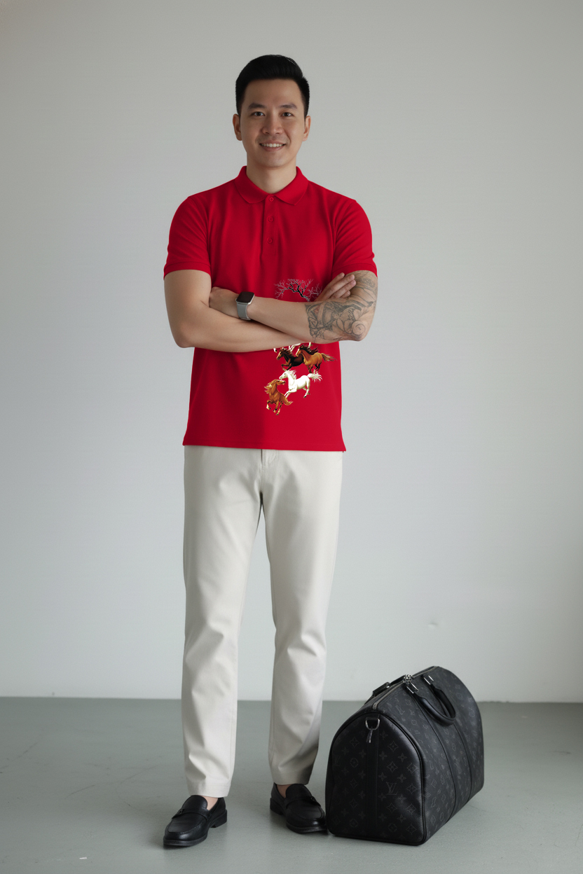 Áo polo Tết Bính Ngọ form vừa Miucho Iconic vải cá sấu thoáng mát dày dặn 2985_thumbnail_5