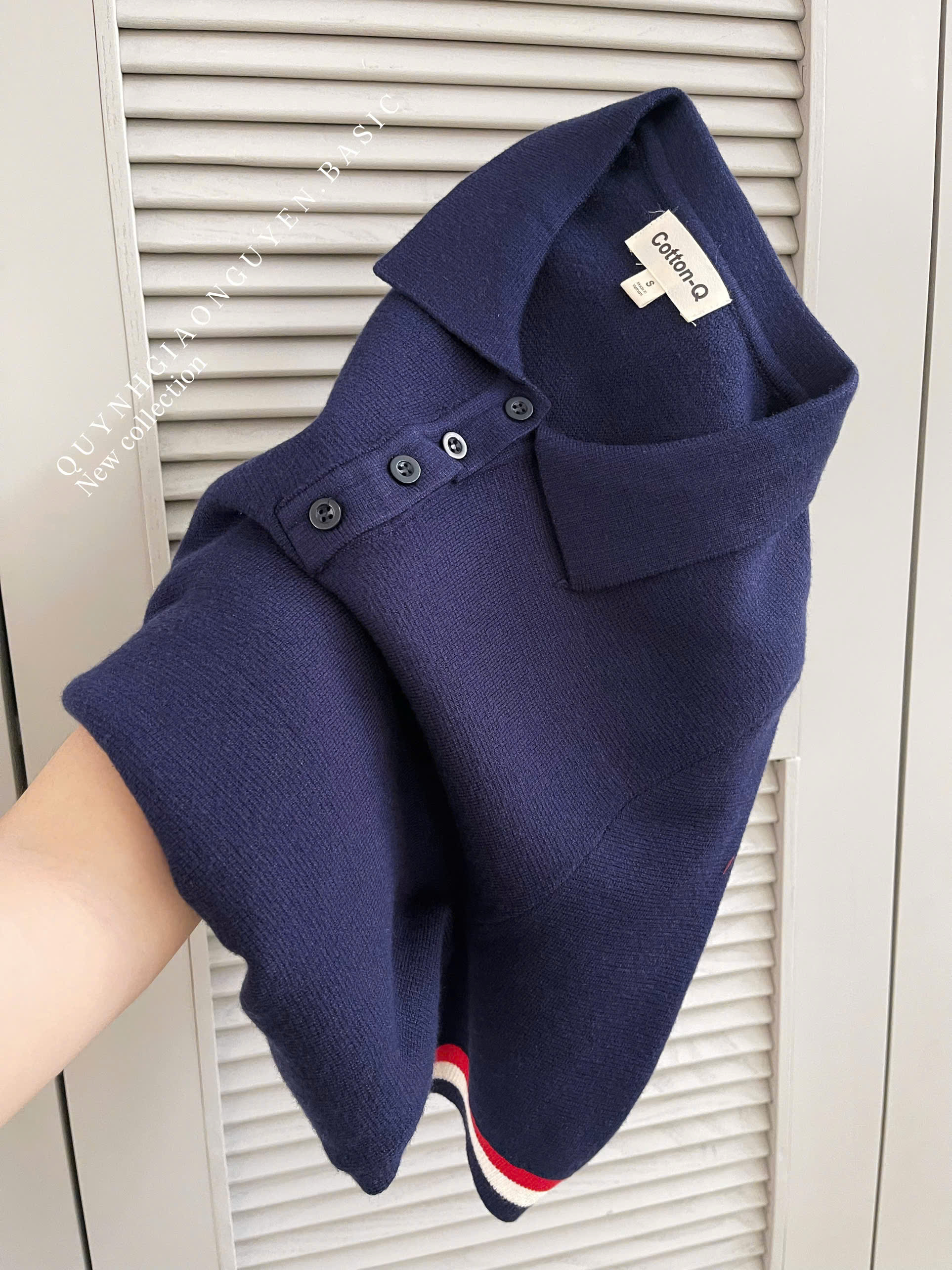 Áo dệt phối viền Cotton - Q ( XANH ĐEN )_thumbnail_9