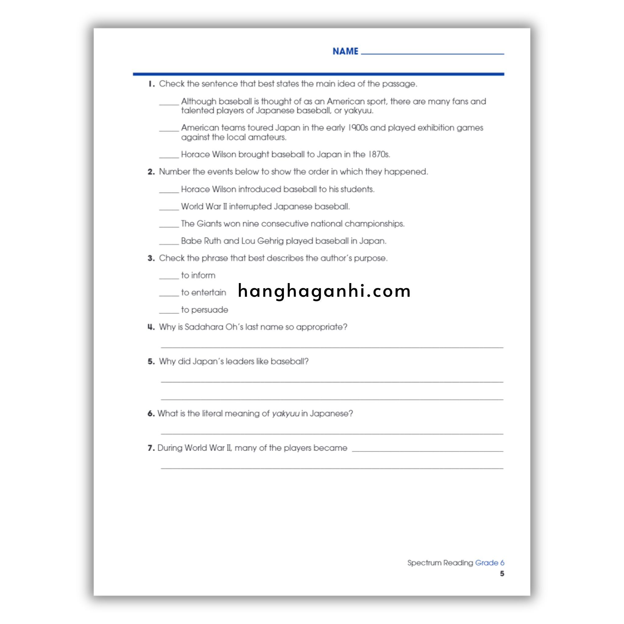 Sách Spectrum Reading Workbook Grade 6_thumbnail_2