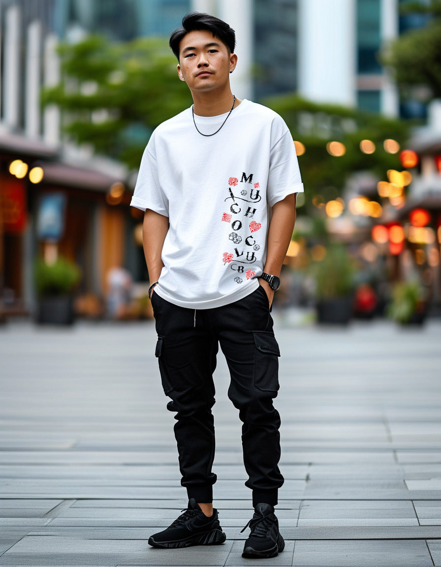 Áo phông tết form rộng cổ tròn vải cotton 4c co giãn thoáng mát 1828 Miucho Iconic in mix_thumbnail_2