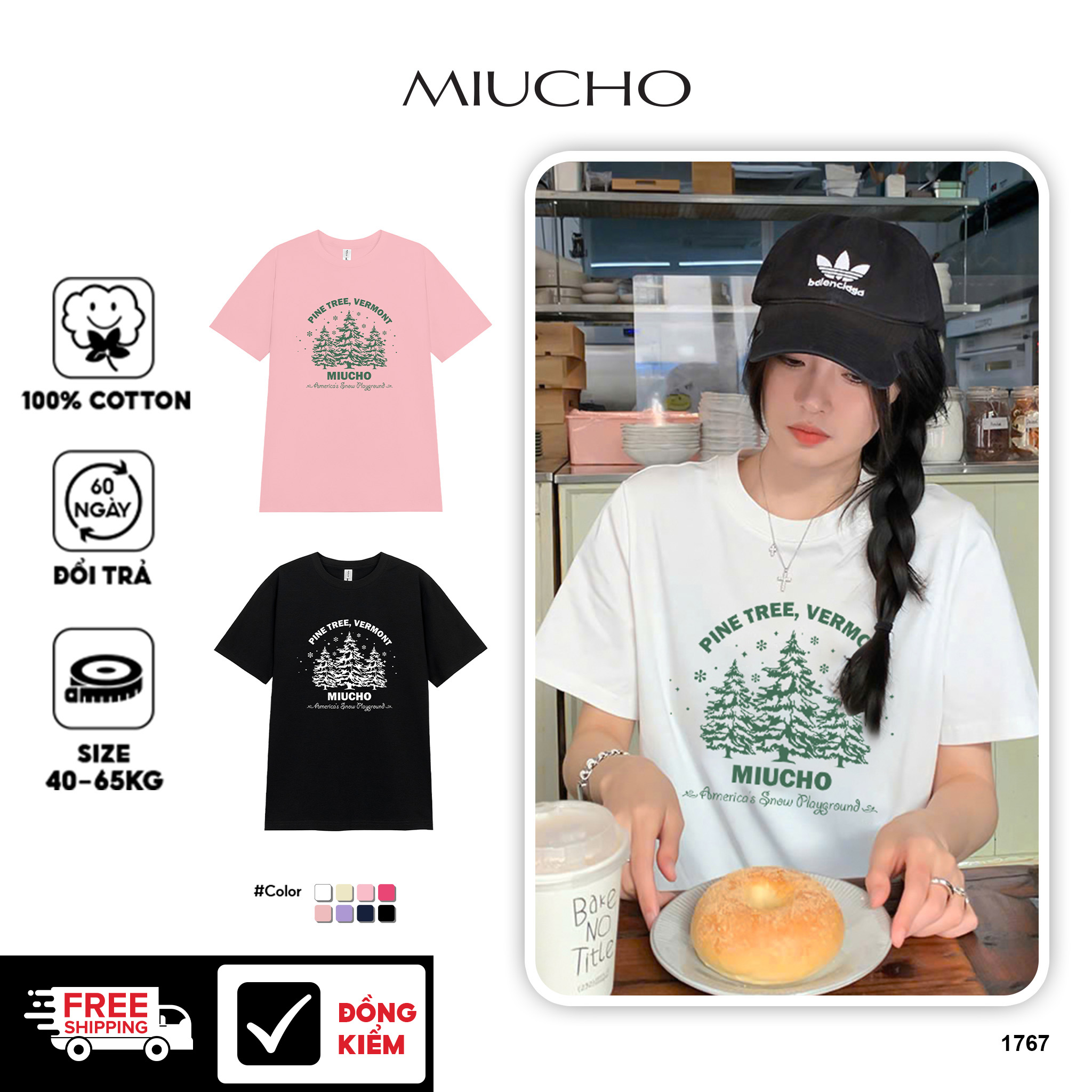 Áo thun nữ giáng sinh noel form vừa regular vải cotton 4c thoáng mát 1767 Miucho Chic Chic in mix