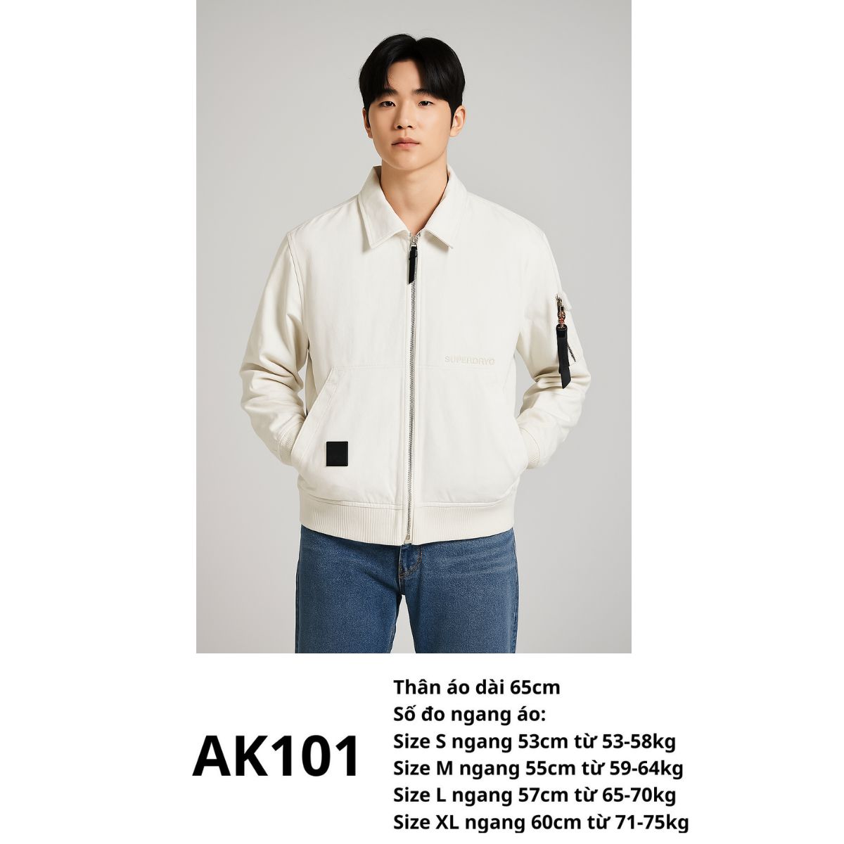 AK101- ÁO KHOÁC NAM KAKI TRẮNG