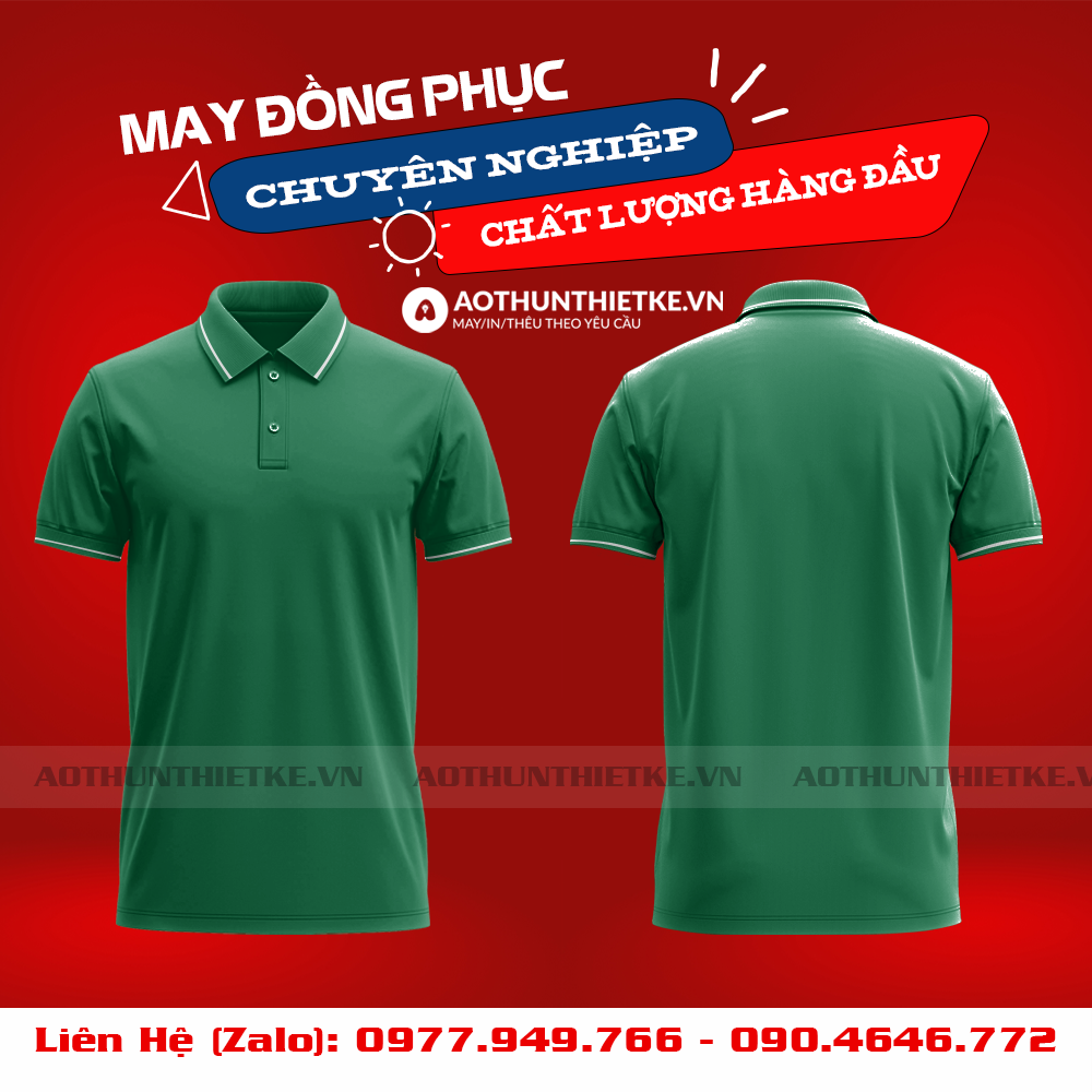 Áo Đồng Phục Polo 1 Sọc Xanh Két_thumbnail_0