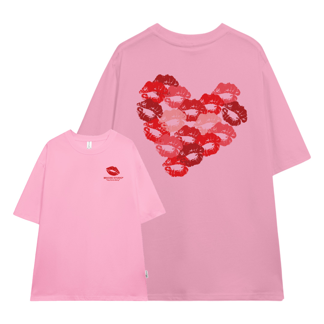 Áo thun cặp đôi couple trái tim from rộng ATD1381 Miucho vải cotton thoáng mát cổ tròn in mix_thumbnail_14