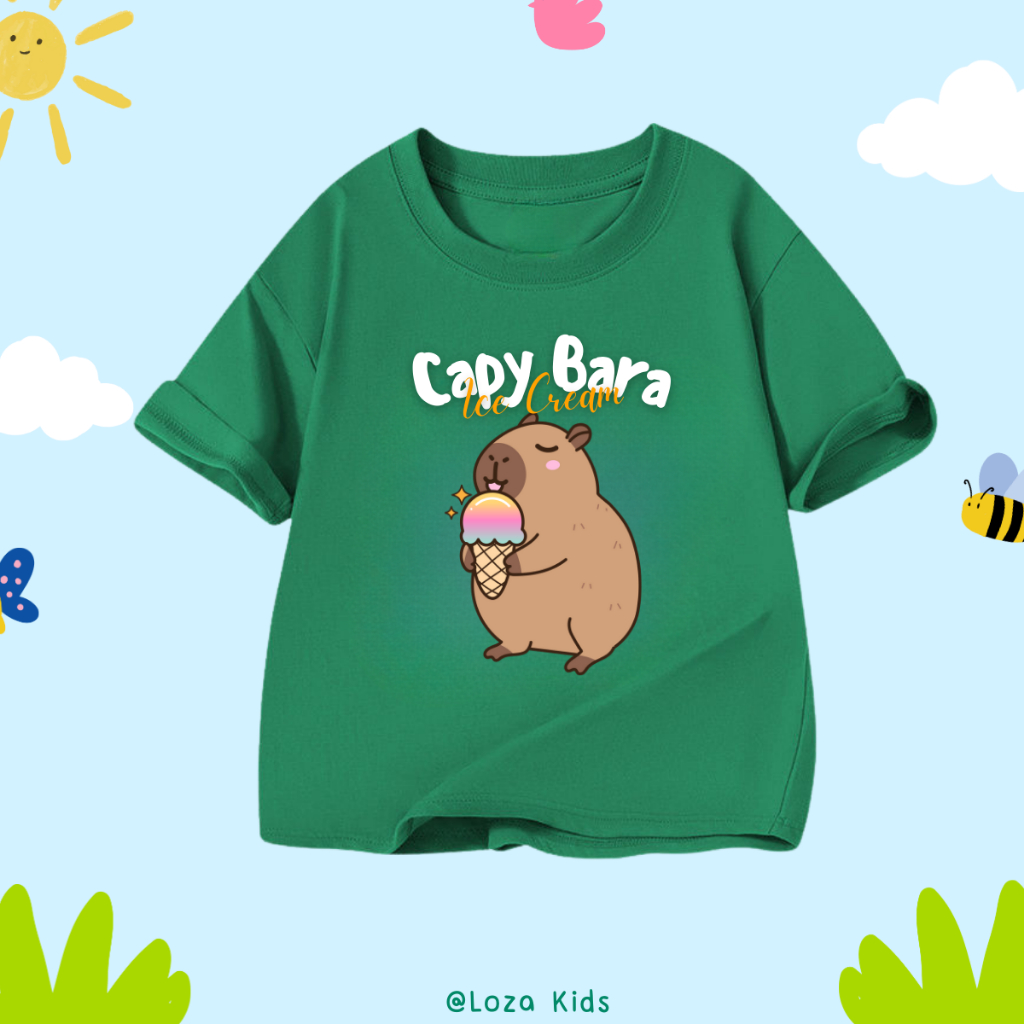 Áo thun  trẻ em in hình 'CapyBara ăn kem'- Loza Kids  AT012_thumbnail_2