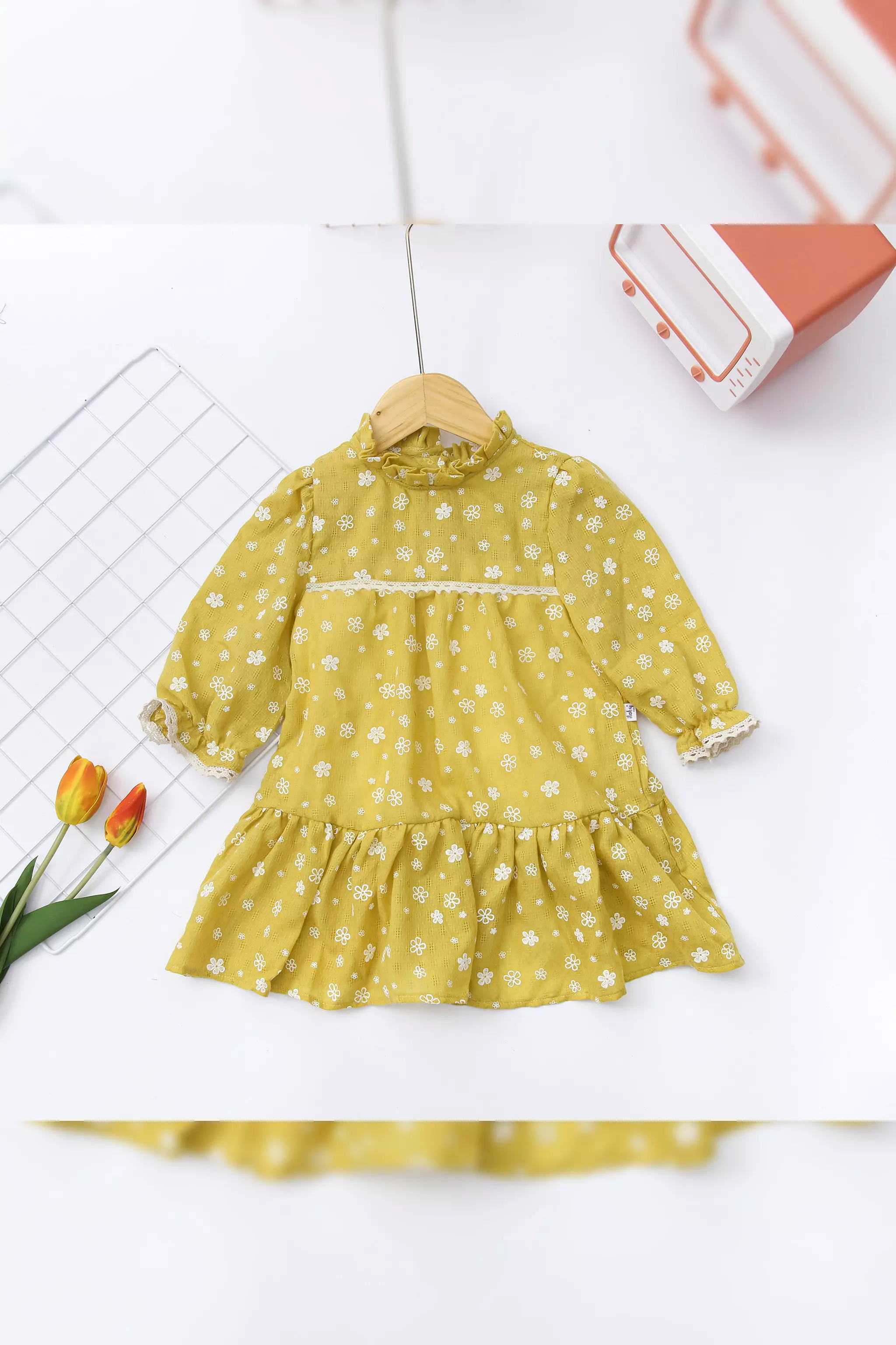 Váy thô dệt phối ren dài tay_thumbnail_5