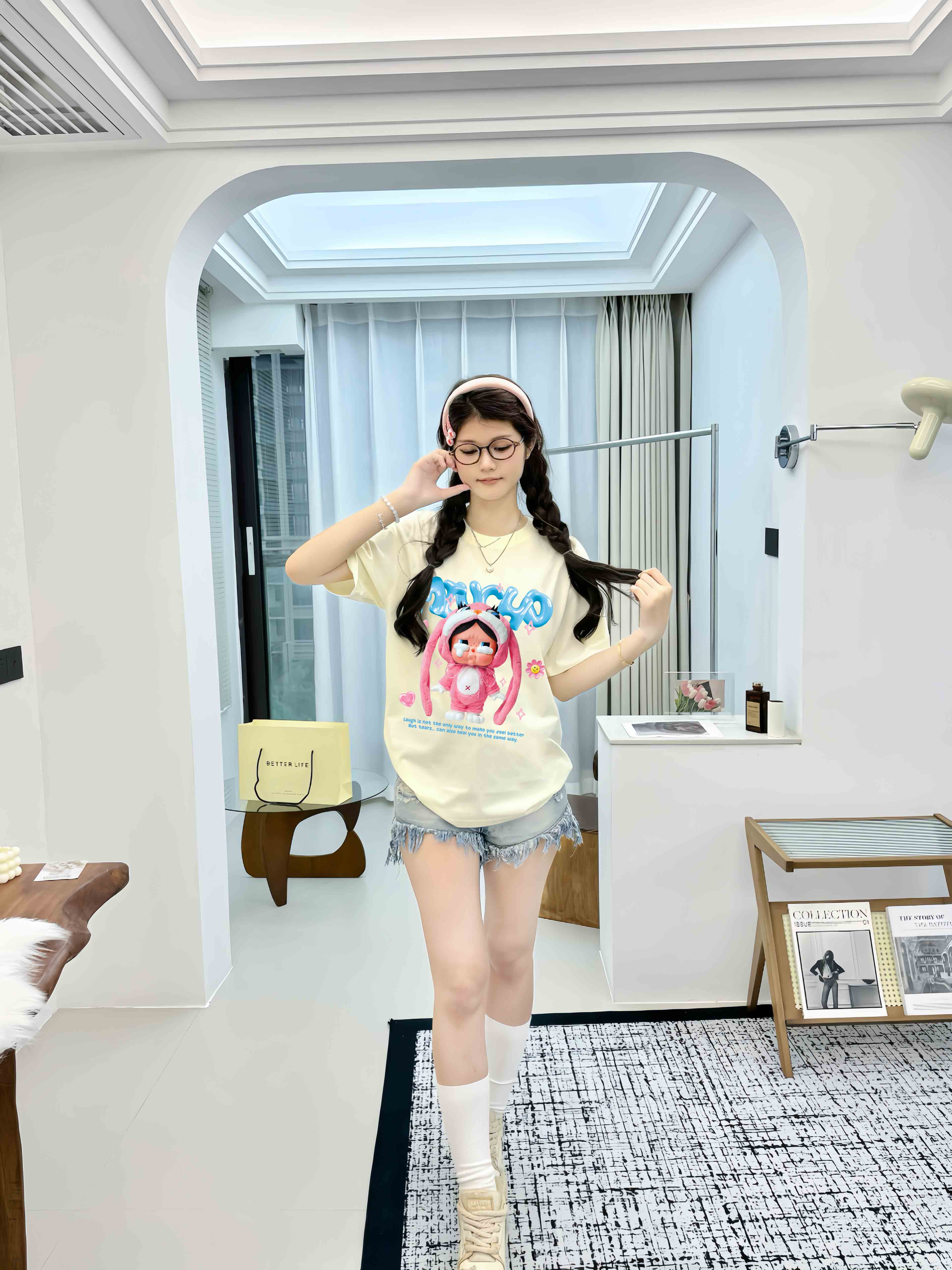 Áo thun CRY BABY nhiều màu ATD1335 Miucho form rộng vải cotton in mix_thumbnail_4