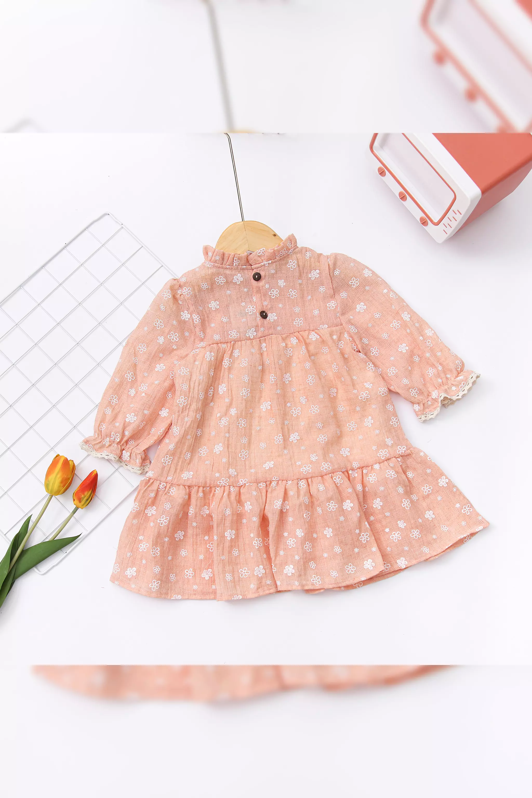 Váy thô dệt phối ren dài tay_thumbnail_1