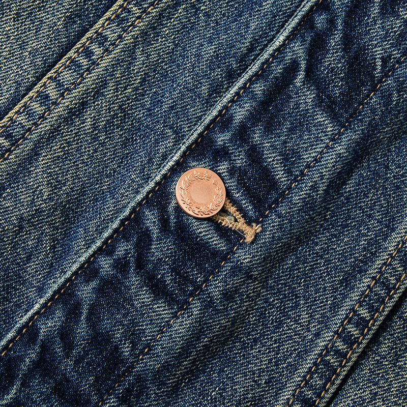 áo khoác denim nam kiểu Mỹ cổ điển được giặt bằng tre ngang và dọc màu vàng bùn, hợp thời trang_thumbnail_4