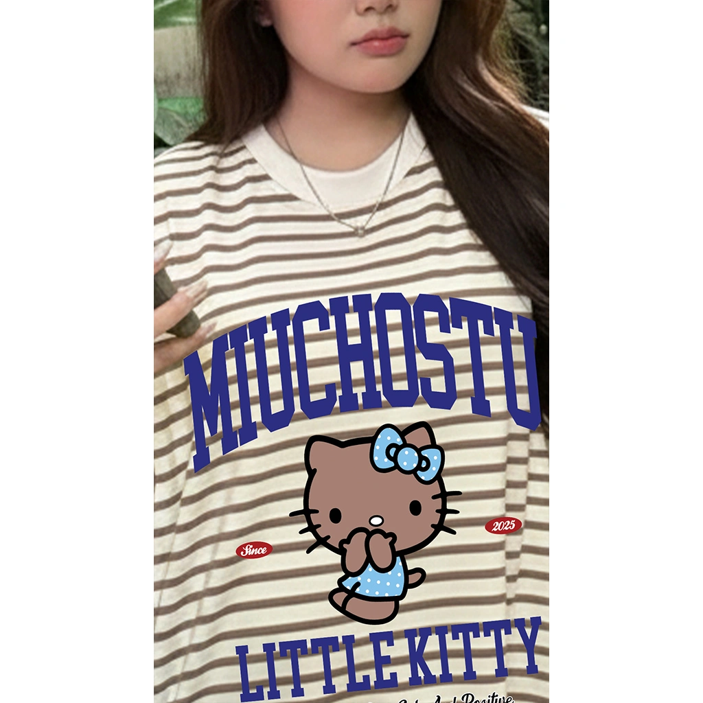 Áo thun boxy nữ tay dài Miucho vải bo rip thoáng mát cổ tròn Kitty đáng yêu in mix 2697_thumbnail_9