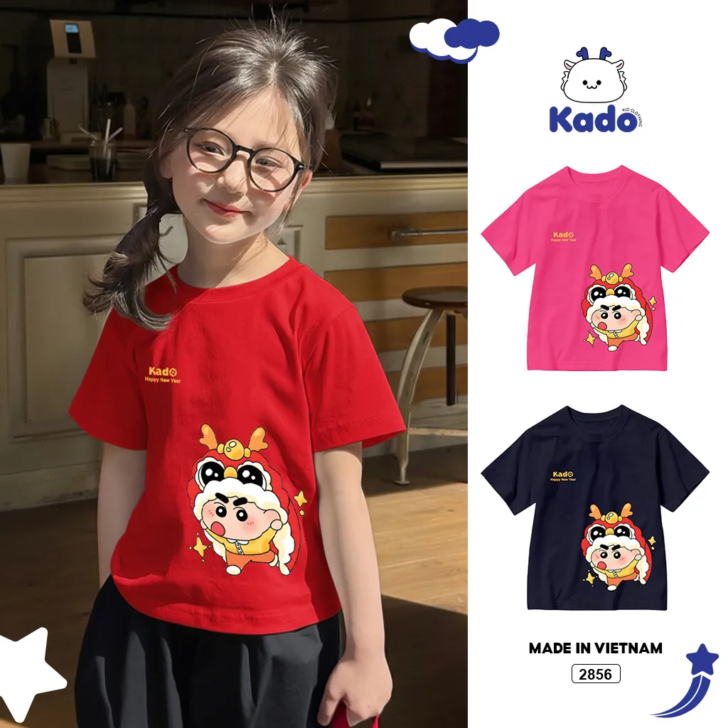 Áo thun cho bé Kado vải cotton thoáng mát tay ngắn cổ tròn Happy New Year in artwork 2856_thumbnail_11