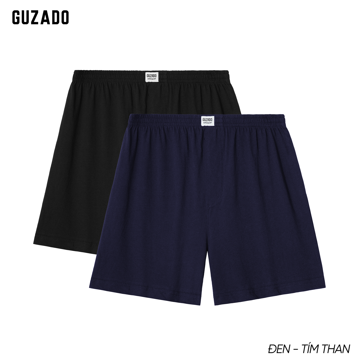 Combo 2 Quần Đùi Ngủ Guzado Vải Cotton Thiết Kế Basic Form Regular Fit Thoải Mái Mặc Nhà CB2GDN01