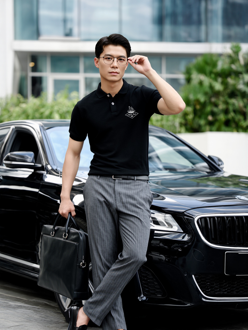 Áo polo nam trẻ trung form vừa PLCSD2393 Miucho Iconic vải cá sấu thoáng mát cổ trụ in mix_thumbnail_4