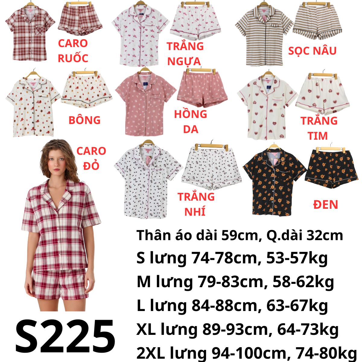 S225- SET BỘ PIZAMA NGẮN