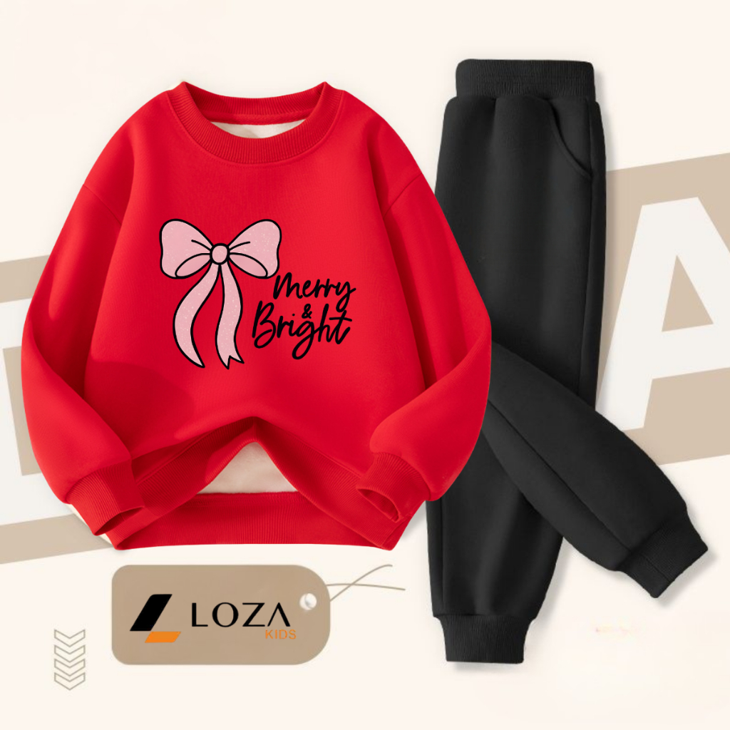 Bộ nỉ bé gái in hình nơ hồng  - Loza Kids BI536_thumbnail_3