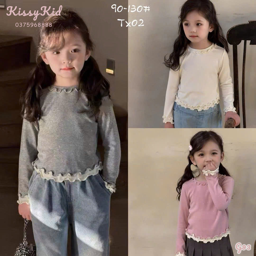 (G93) Áo thun mềm màu kem viền bèo BABALA_thumbnail_0