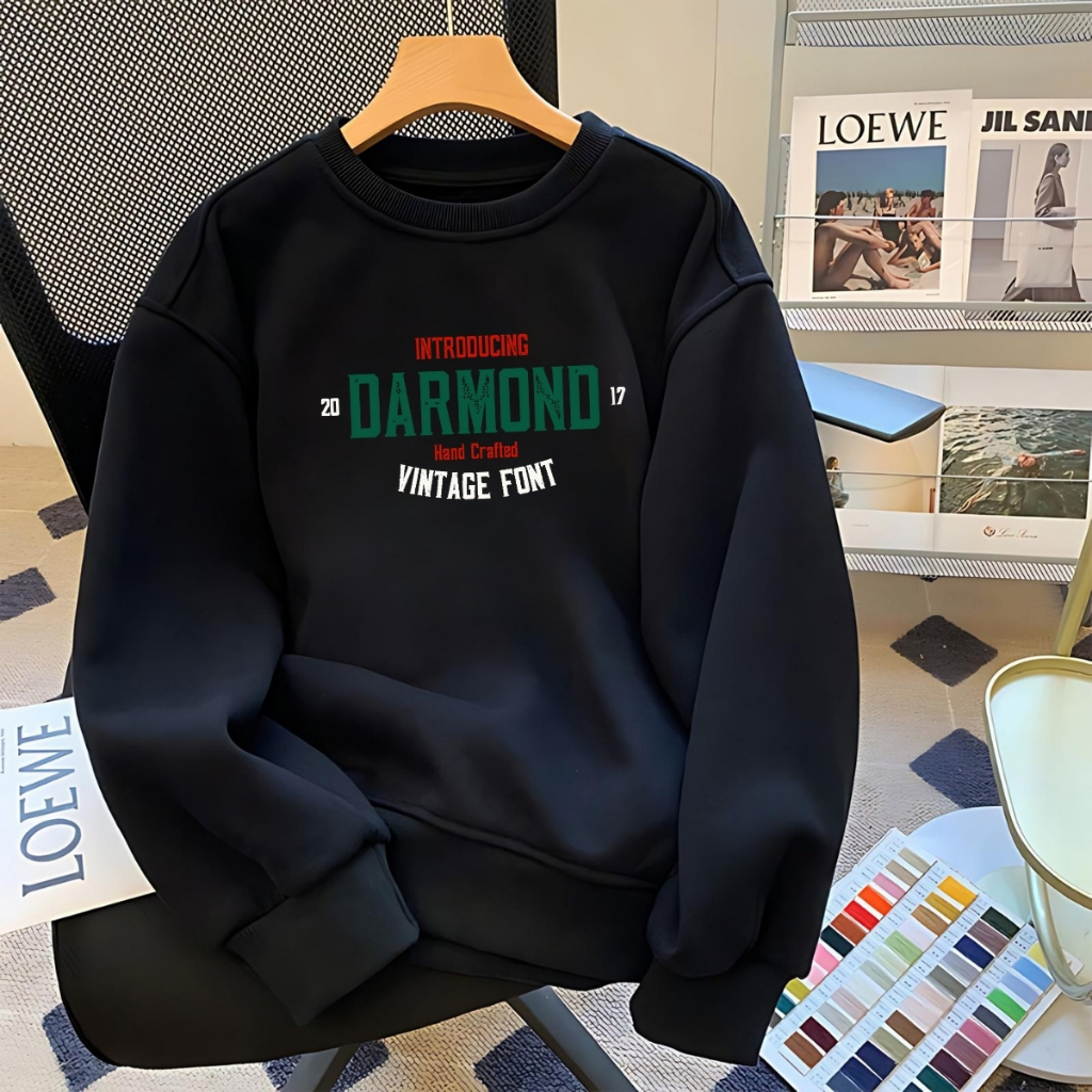 Áo sweater nam nữ in chữ 3 màu đen,trắng,be - Áo nỉ thu đông dáng rộng - Loza G0232