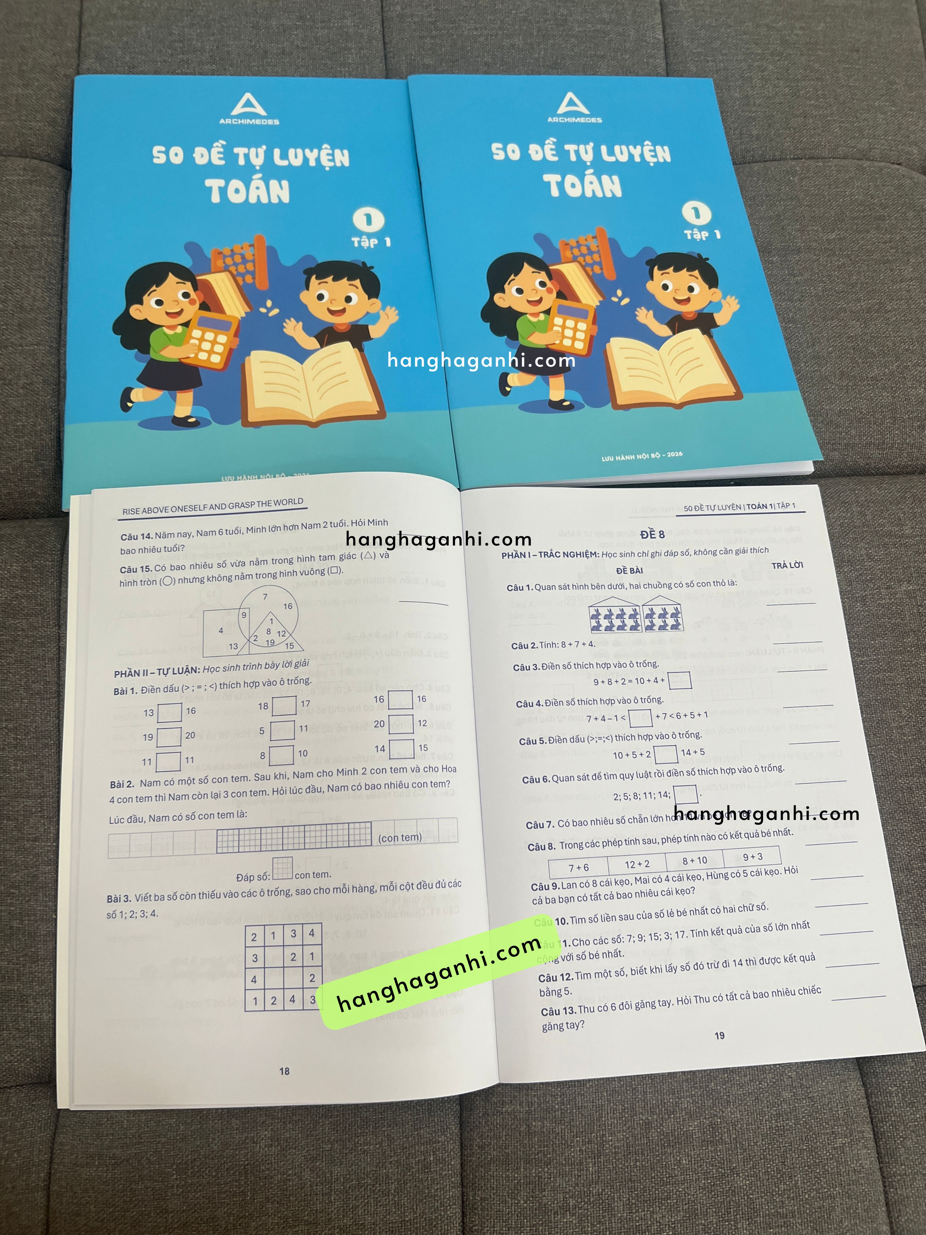 Sách Archimedes 50 đề tự luyện Toán lớp 1, bộ 2 cuốn tập 1 và 2_thumbnail_1