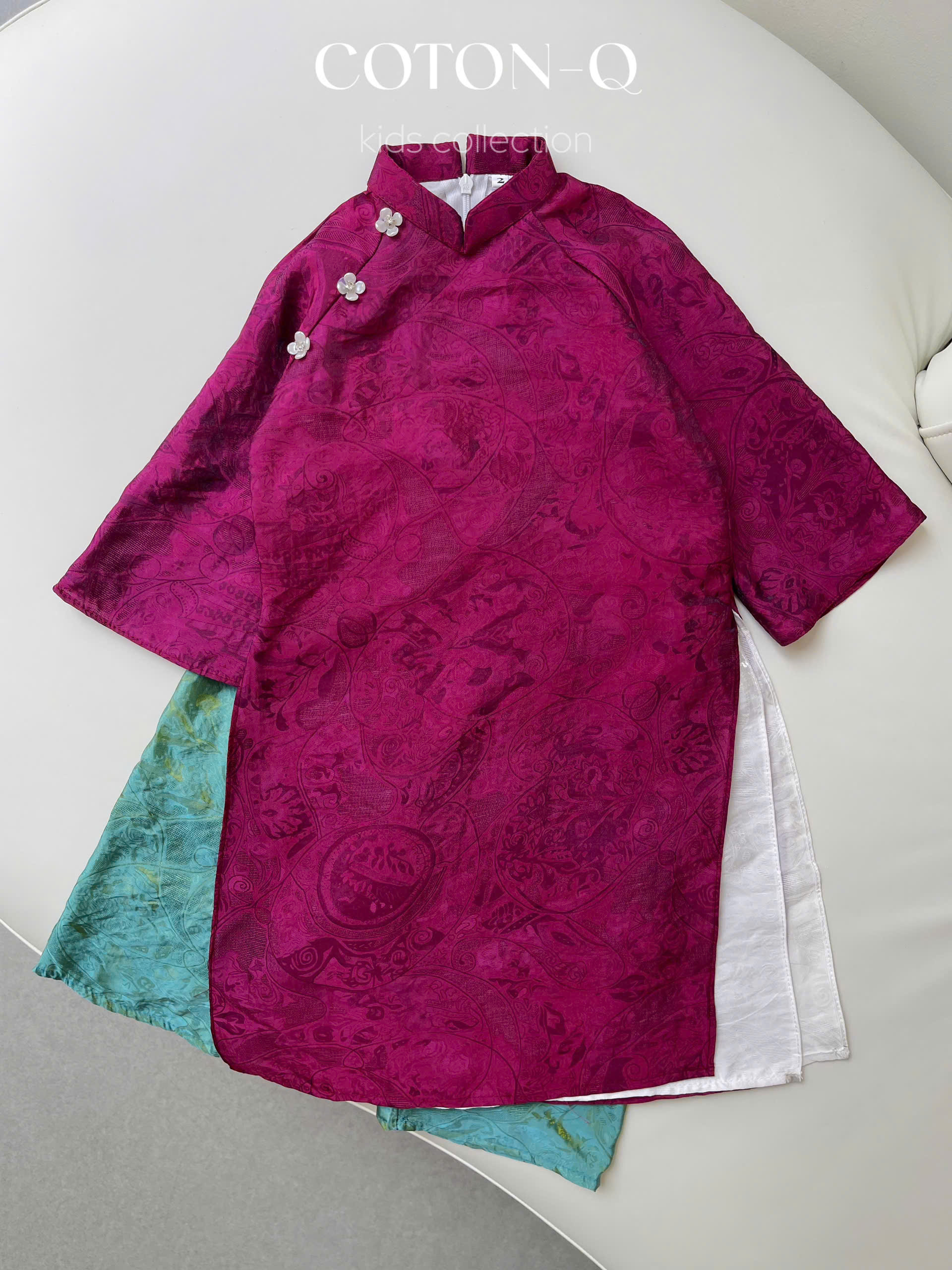 Set áo dài bé 4 tà ( XANH )_thumbnail_3