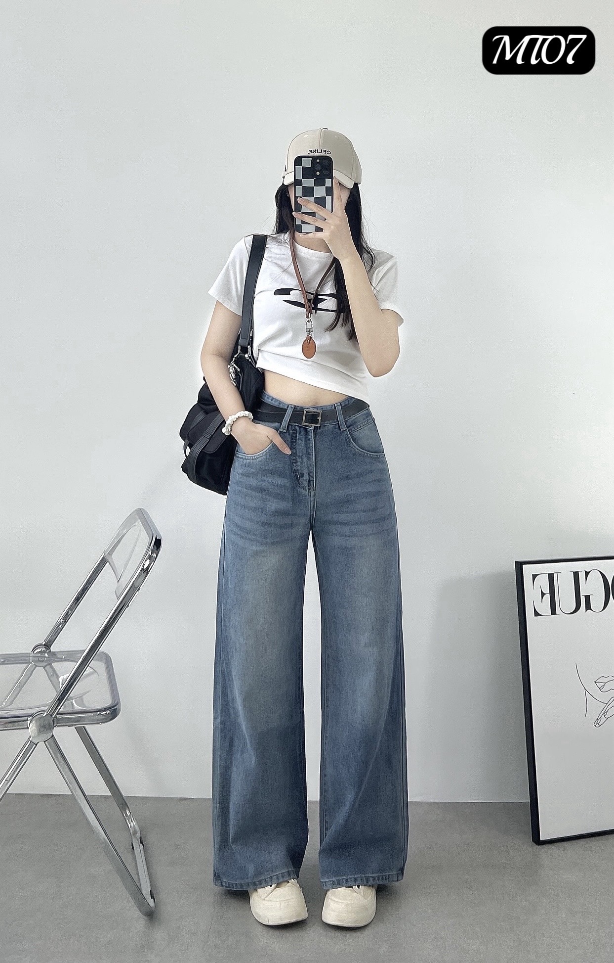 [MT-07] QUẦN JEANS COTTON ỐNG SUÔNG CAO CẤP Xanh Nhạt - PHONG CÁCH ULZZANG HÀN QUỐC