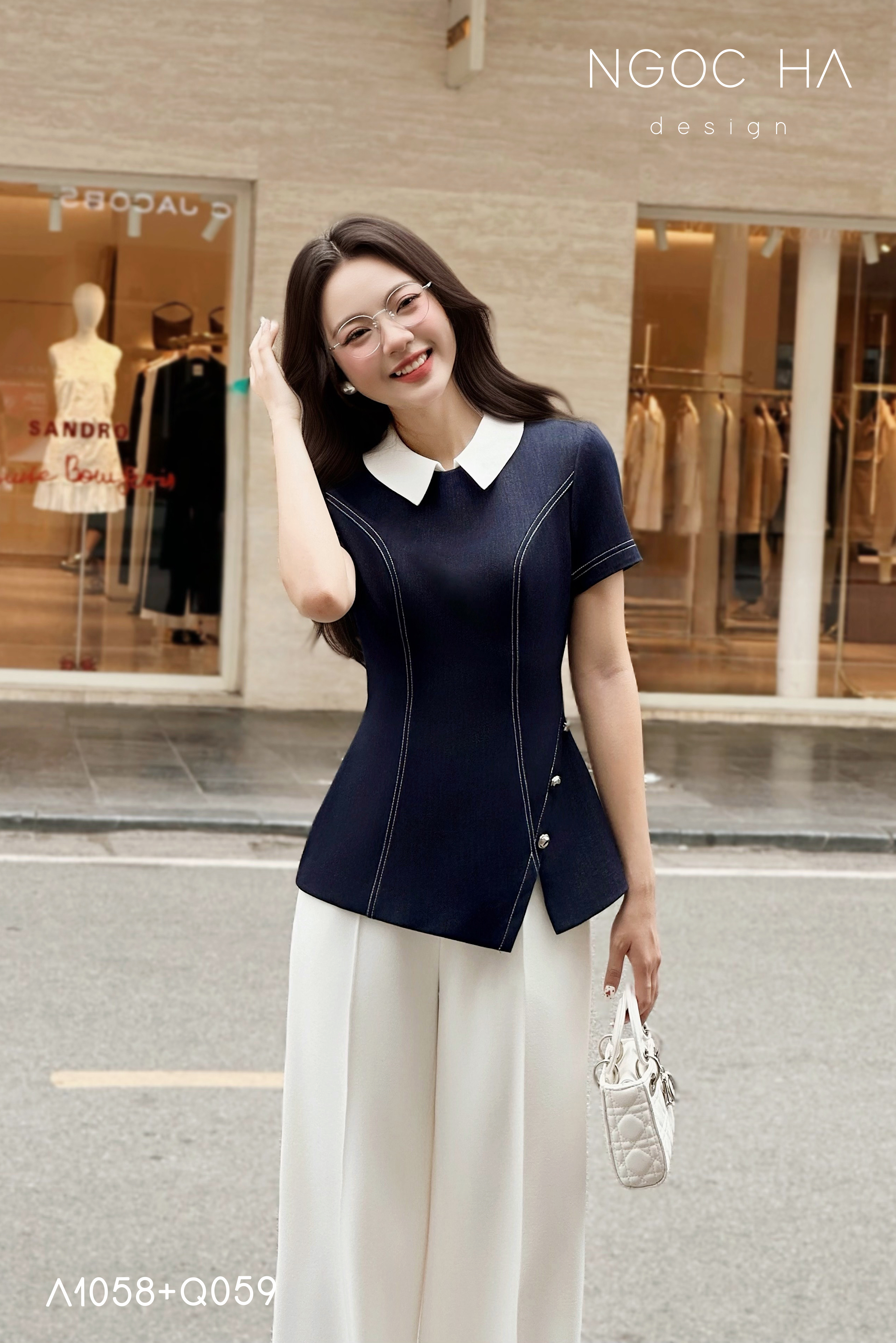 Lara Top_ Áo Bò Peplum Vạt Chép Đính Cúc Mix Cổ Trắng A1058_thumbnail_4