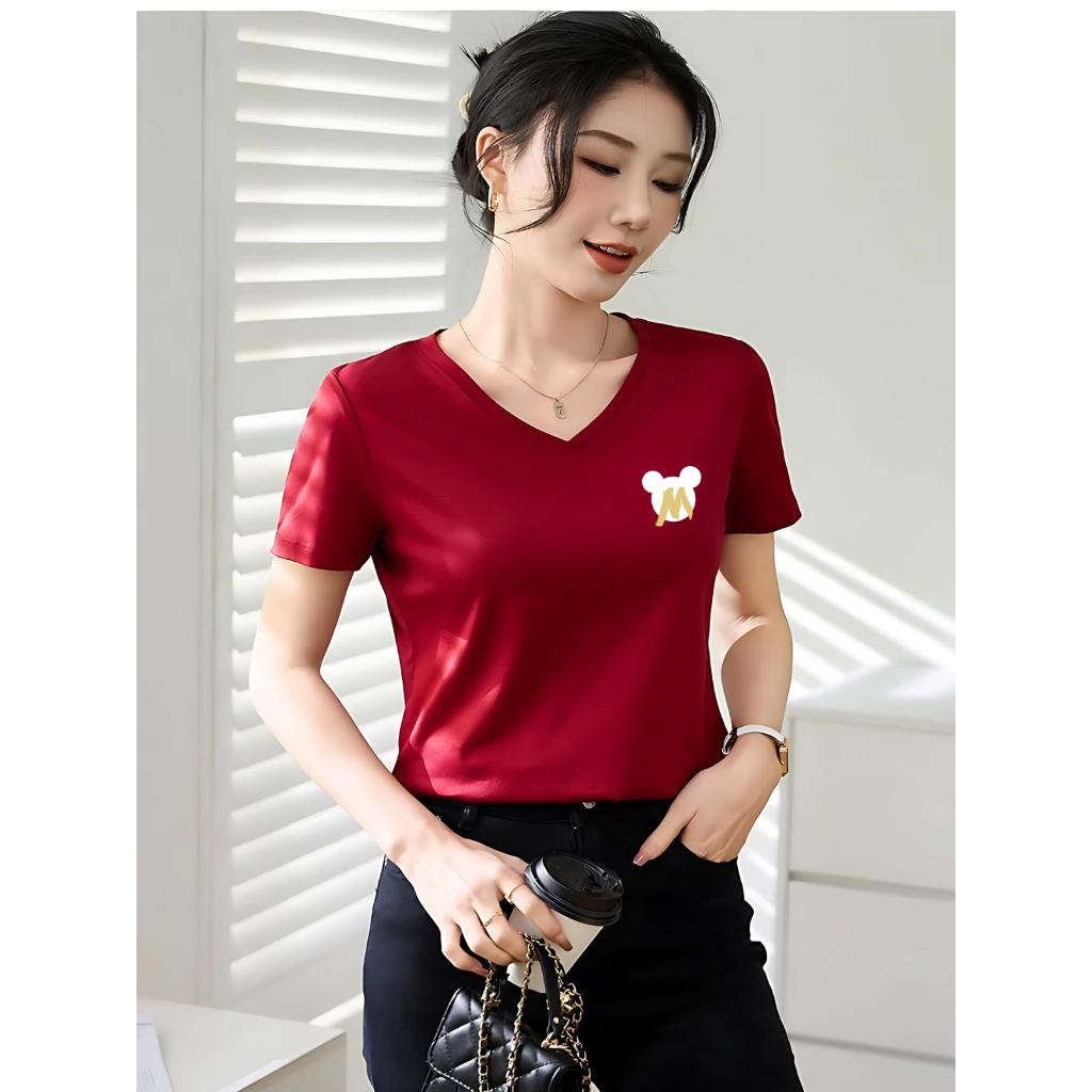 [Form Vừa] Áo phông nữ cổ tim form vừa - Áo thun LOZA cổ - G0166_thumbnail_1