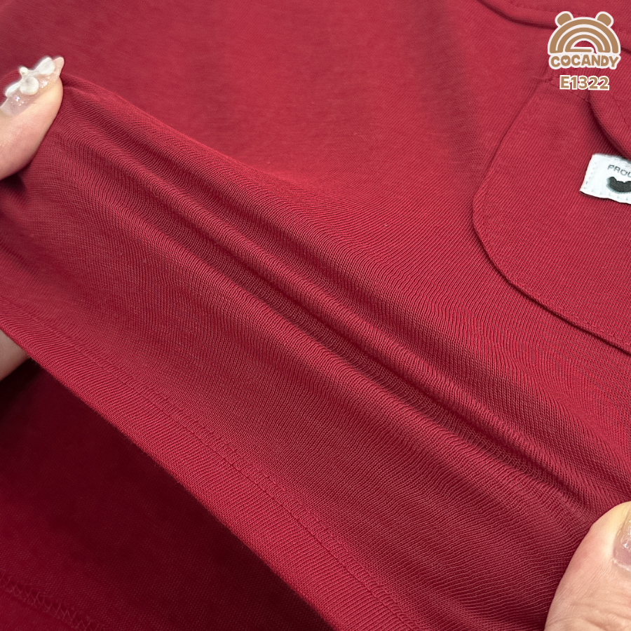 Áo cộc thun ĐỎ nắp túi ốp kẻ ngang_thumbnail_4