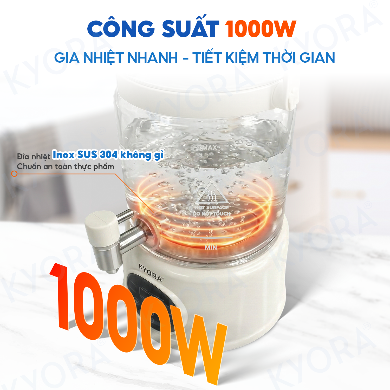Ấm Đun Nước Giữ Nhiệt Đa Năng 8in1 Kyora 2.8L - 8 chức năng đun nấu - Giữ nhiệt 48H liên tục - Kèm lõi lọc trà_thumbnail_4