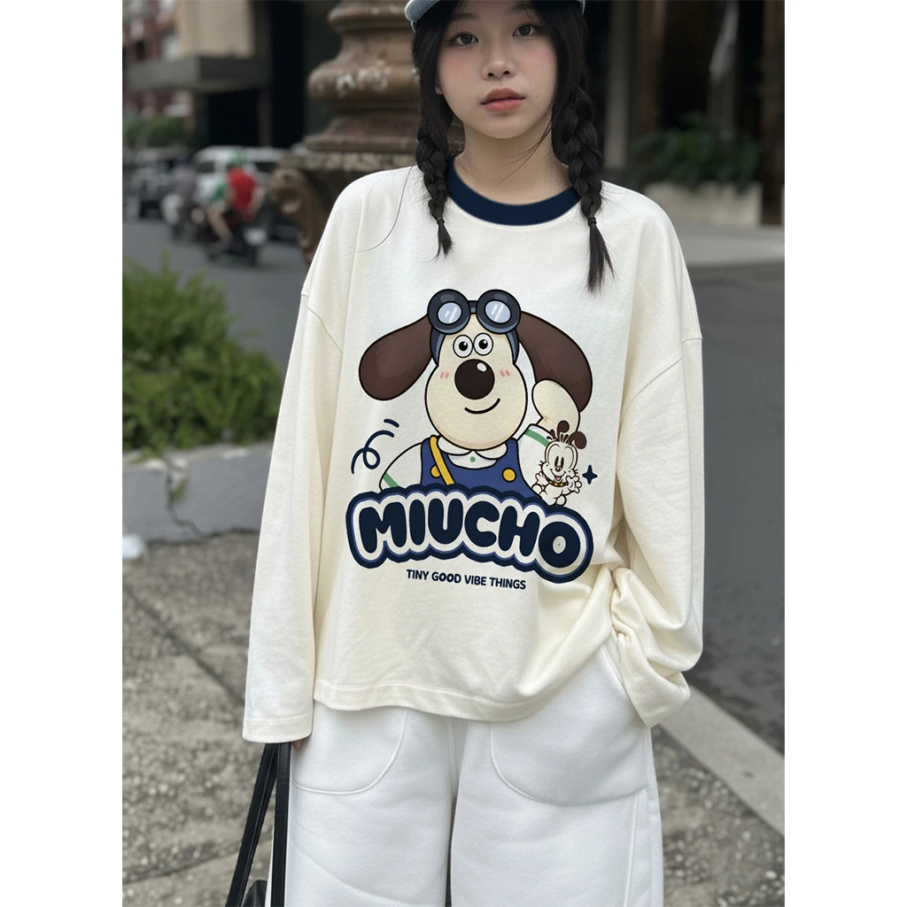 Áo thun boxy tay dài phối cổ Miucho 3122_thumbnail_5