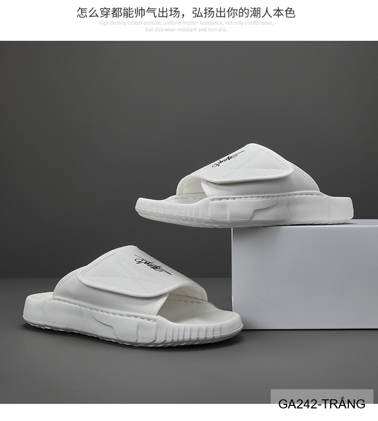GA242 - Dép xỏ ngón nam da bò phong cách trẻ trung màu trắng đen_thumbnail_5