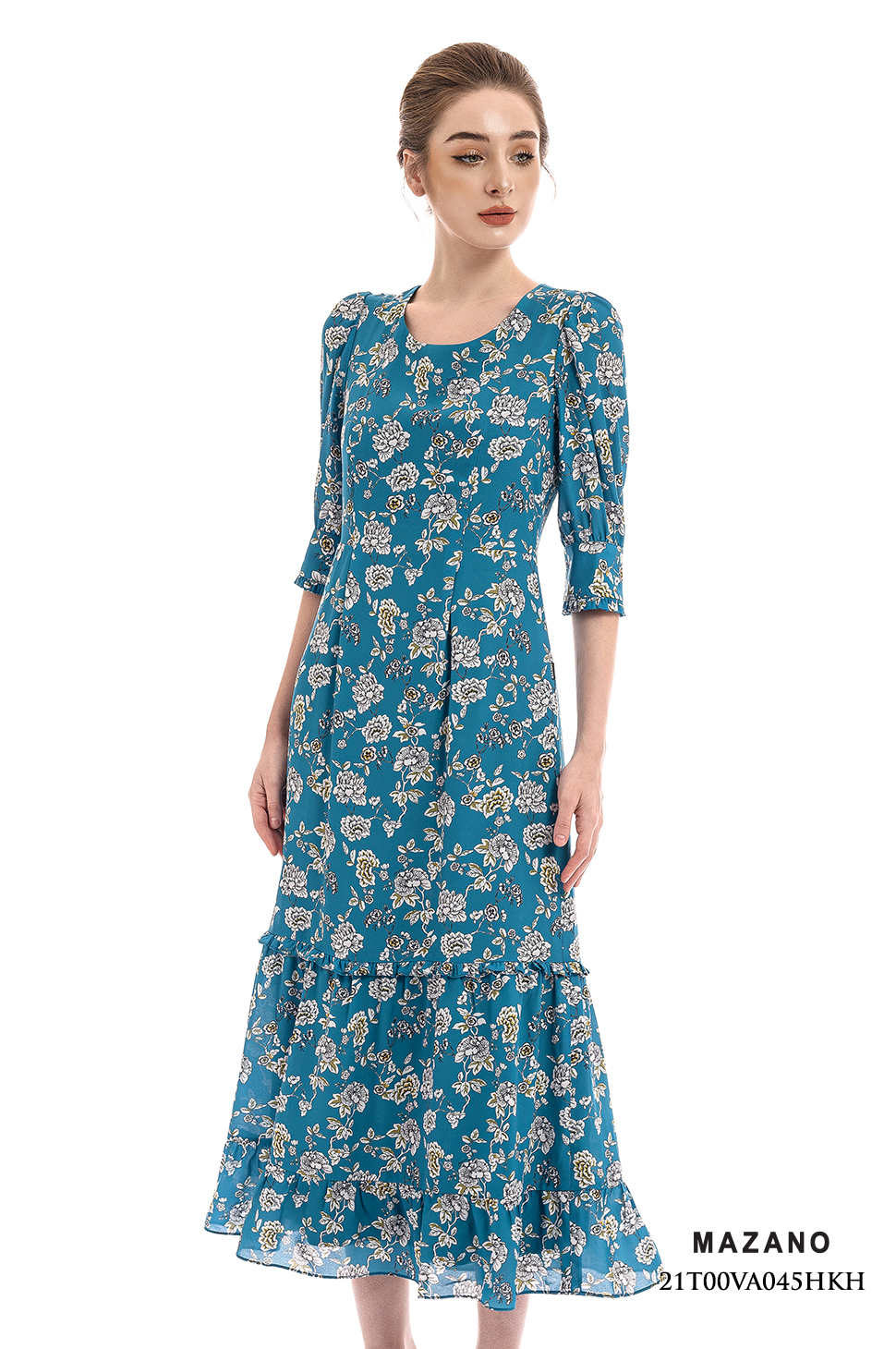 Đầm xanh họa tiết chân bèo cách điệu_thumbnail_2