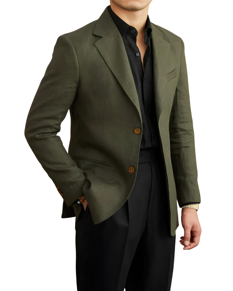 Blazer Havana Linen 1 Hàng Khuy