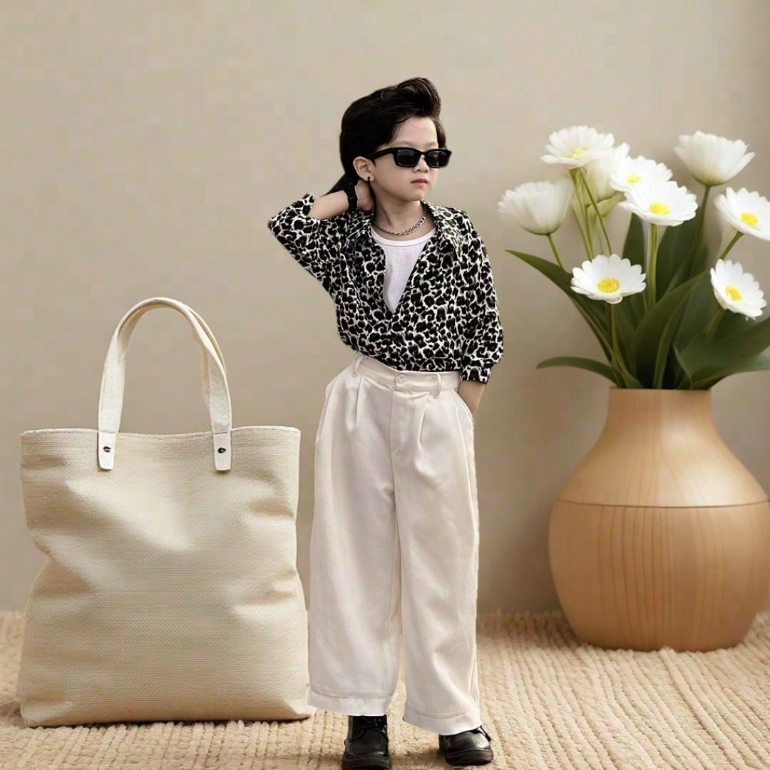 Bộ Quần Áo Lụa Beo Thoáng Mát, Dáng Rộng Cho Bé Trai (không bao gồm áo thun trắng bên trong)._thumbnail_10