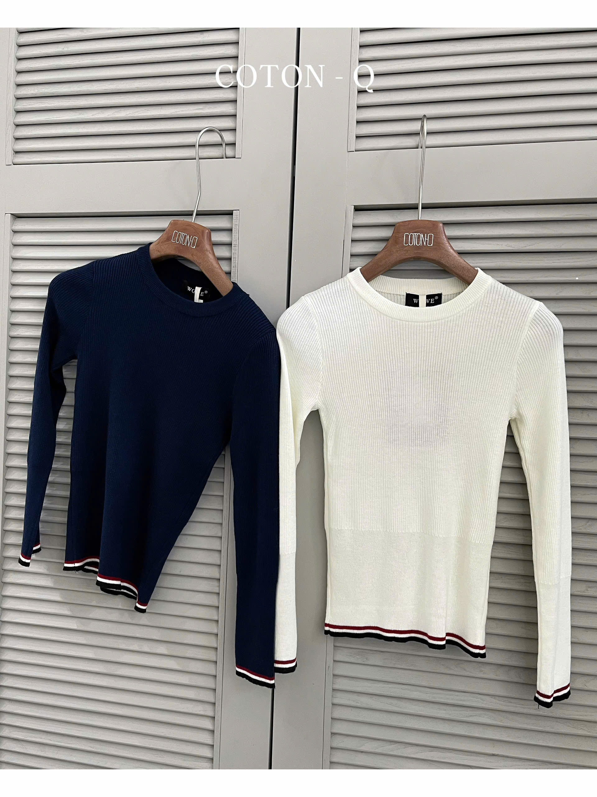 HA618 Áo len gân tay dài ( KEM )